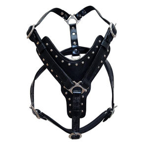 Black Medium Leather <b>Dog</b> Harness Padded Genuine Matching <b>Leash</b> Medium Black <b>Dog</b> Harness Leather <b>Dog</b> <b>Leash</b> - Product Image 1