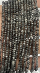 Cuentas Rondelle facetadas de Cuarzo rutilado negro natural de 4mm aprox. Tamaño 14 pulgadas Strand Rondelle Cut Rutile Gemstone Beads Strand - Product Image 3
