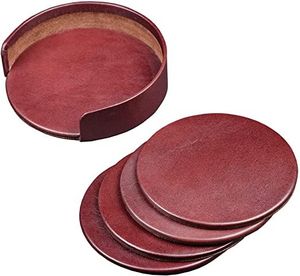 Handcrafted premium leather coasters for drinks with rustic charm and durable texture designed for elegant interior spaces - Product Image 3