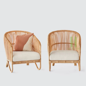 Kids Rattan Rocker <b>Chair</b> Woven Bamboo Swivel Seat Nursery <b>Reading</b> <b>Chair</b> with Cushion - Product Image 4