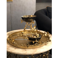 Encens Mubkhar en métal aluminium Oud Bakhoor Pot en verre Encens arabe de luxe plaqué or Set de 2 pièces