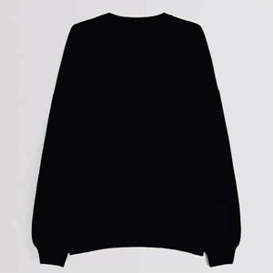 Sudadera Holgada de Invierno para Mujer, Color Negro Sólido, Cuello Redondo, Manga Larga, Hombros Caídos, Estilo Casual - Product Image 1