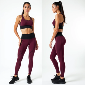 ชุดเล่นโยคะฟิตเนสไซส์พิเศษสำหรับผู้หญิงฤดูใบไม้ร่วงผ้าสแปนเด็กซ์/ โพลีเอสเตอร์ระบายอากาศได้ลายความยาวเต็มรูปแบบโลโก้ด้านหน้ามีสไตล์สูง - Product Image 1