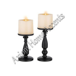 Juego de Portavelas Negros de Aluminio, Portavelas Cónicos Rústicos Hechos a Mano, Decoración Contemporánea para Mesa de Comedor, Adornos Navideños Axiom para el Hogar - Product Image 6