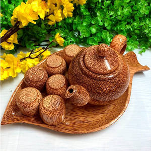 ชุดเสิร์ฟชาคลาสสิก กาน้ําชาและถ้วยไม้มะพร้าวโลโก้ที่กําหนดเอง คุณภาพระดับ A คุณภาพระดับพรีเมียม - Product Image 5