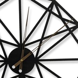 Horloge murale géométrique ronde en acier/bois de style Art déco moderne simple, quartz, 60 cm, affichage à aiguilles, design antique pour la décoration du salon - Product Image 3