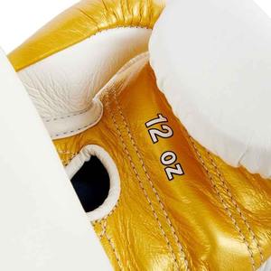 High Quality Manufacture Custom <b>White</b> Gold Winning <b>Boxing</b> Lace up <b>Gloves</b> Made With Genuine Leather for Competition <b>Boxing</b> <b>Gloves</b> - Product Image 5