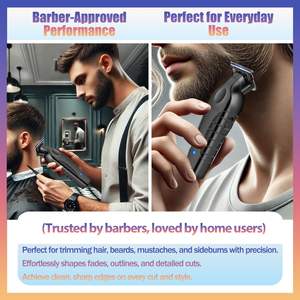 Tondeuse à cheveux professionnelle sans fil pour hommes, tondeuse de précision à lames zéro espacement, kit de coiffure pour barbier en acier inoxydable, USB, pour barbe - Product Image 6