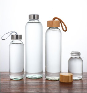 Oem 16oz cho juicing tủ lạnh máy rửa chén giữ mát tái sử dụng rõ ràng chai nước thủy tinh với thép không gỉ nắp tre - Product Image 2