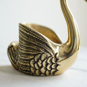 Golden <b>Brass</b> Art Deco Pair Swans Sculpture <b>Candle</b> <b>Holder</b> Eco-Friendly Durable for Anniversary/Christmas Home Decor Tabletop Use - Product Image 6