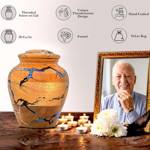 <b>Wooden</b> Cremation <b>Urn</b> <b>for</b> Human <b>Ashes</b> Adult Male & Female Handmade Mango Wood & Epoxy Resin Decorative Burial Memorial <b>Urn</b> - Product Image 4