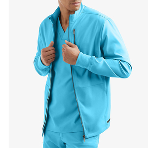 New Design OEM Custom Made <b>Men's</b> Zipper <b>Scrub</b> Set High Quality Spandex Twill Fabric Seamless Fusing Customized Colors Hospital - Product Image 5