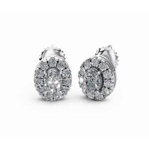 Boucles d'oreilles clous exclusives en or 14 carats, motif Cercle des Rêves, halo ovale, bijoux de laboratoire, vente en gros, fournisseur OEM - Product Image 4