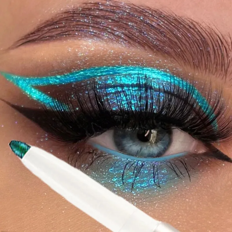 Glitter Parel Oogschaduw Waterdicht Glanzend Chroom Eyeliner Potlood Glanzend Groen Goud Paars Liggende Zijderups Pen Ogen Make-Up Cosmetisch