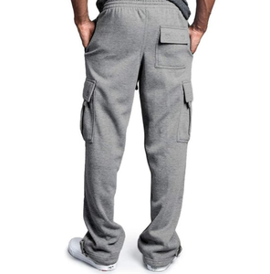 Pantalon de survêtement à jambe droite en polaire délavée Streetwear Pantalon de survêtement vintage en coton délavé à l'acide pour hommes - Product Image 3