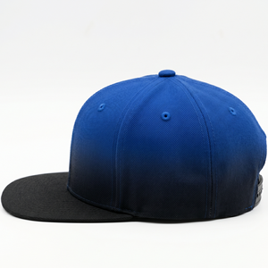 Casquette de baseball snapback ajustable en coton bleu-noir dégradé de haute qualité, six panneaux, visière plate, pour l'extérieur, streetwear, OEM - Product Image 2