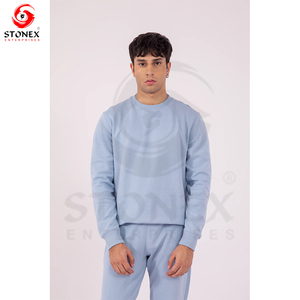 Sudadera de lana de algodón pesado para hombre, diseño de cuello redondo de gran tamaño, hombro caído, patrón de estampado de invierno sólido, venta al por mayor personalizada - Product Image 1