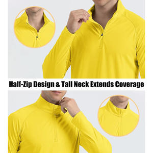 Sweat de gymnastique léger 100% Polyester quart de fermeture éclair sweat uni avec sérigraphie solide motif sweats à capuche hommes - Product Image 4