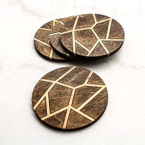 Luxury Marble Tea Table and Bar Coasters with Brass for Beer Cans Shiny Polished Bar <b>Glasses</b> Brass Marble Coaster - Product Image 4