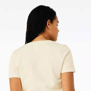 100% Airlume peinado y anillo hilado algodón 32 Single 4,2 oz Natural mujer relajado Jersey manga corta cuello en V camiseta - Product Image 6