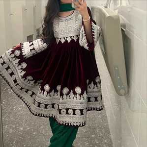 2025 dernier Vintage modeste broderie florale dentelle fermeture éclair robe bouton naturel toutes les saisons afghani robe de soirée prix de gros - Product Image 2