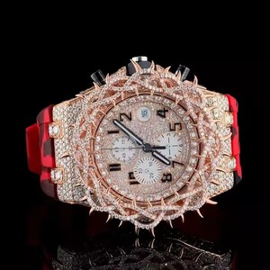 Drop Shipping Montre Classique de Luxe en Acier Inoxydable Diamant de Laboratoire Moissanite Glacée Rap Singer Visage Bleu pour Épines - Product Image 3