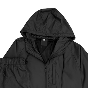 Conjunto Deportivo Personalizado con Capucha, Chaqueta Cortavientos y Pantalones Deportivos de Color Sólido Estampado para Hombre, Ropa Deportiva de Nailon/Algodón de Secado Rápido y Ecológica - Product Image 5