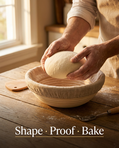 Kit de démarrage artisanal pour levain naturel, ensemble de paniers de levage en rotin faits à la main avec fouet à pâte, lame à levure, racloir et doublure - Product Image 4
