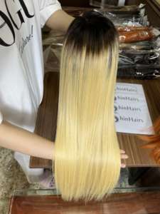 มัดผมมนุษย์แท้613ผมบลอนด์วิกผมคนแท้พร้อมหน้าผากผมมนุษย์แท้สีบลอนด์ผม613 613พร้อมที่ปิด - Product Image 5