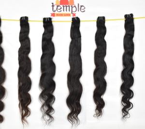 Venta al por mayor de extensiones de cabello humano virgen indio doble trama de onda profunda cutícula alineada máquina procesada paquetes de templo - Product Image 1