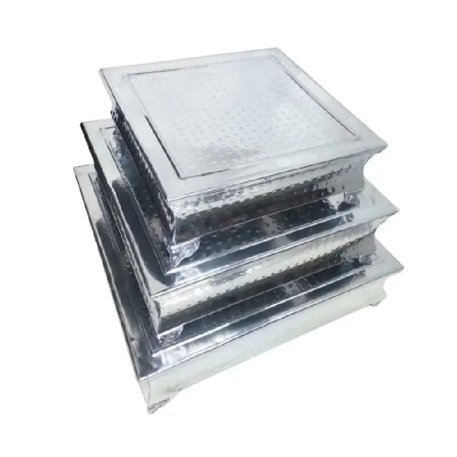 Accattivante grande vassoio da esposizione rettangolare supporto per torta 3 livelli straordinario Organizer Display torta nuziale unico supporto per torta d'argento