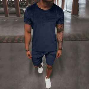 2025 dernier blanc personnalisé hommes O cou T-shirt Shorts costume haute qualité 100% coton T-Shirt et short ensemble pour hommes - Product Image 5