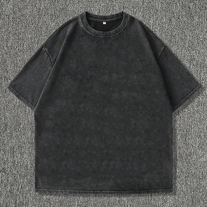 Camisetas de Fitness de Algodón y Lona de 350 g/m² para Hombre, Impresión de Logotipo Personalizado, Corte Regular, Lavado Ácido, Cuello Redondo, Estilo Formal - Product Image 1