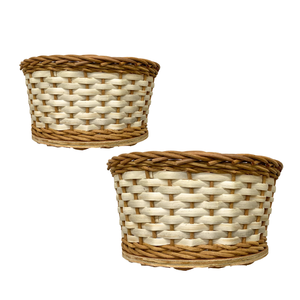 ถาดตะกร้าใส่ขนมปังหวายทนทานพร้อมฐานไม้สำหรับจัดระเบียบพื้นที่ห้องครัวและงานนำเสนอบนโต๊ะแบบเรียบง่าย - Product Image 1