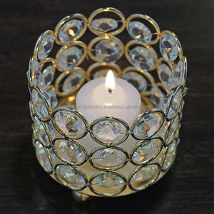 Gold, Silver & Rose Gold <b>Crystal</b> Beaded Votive Tealight Wedding <b>Crystal</b> <b>Candle</b> Holder Living Room Decorative Votives Holder - Product Image 6