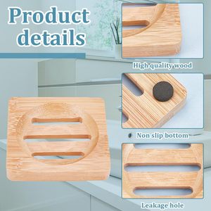 16 pièces 2 styles de porte-savon, plats en bambou Burlywood plateau à savon en bois support auto-drainant pour salle de bain - Product Image 2