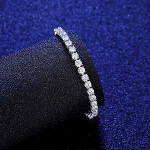 NOVAMART Fine 4 mm Femme Bling 925 Sterling <b>Silver</b> Tennis Moissanite <b>Bracelet</b> Elegant Women's <b>Bangle</b> Wholesale Export - Product Image 5