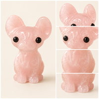 Statue de chat sphynx rose en cristal poli, sans poils, pour la décoration de bureau, pour les amoureux des animaux et les collectionneurs de cristaux