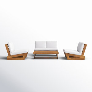 Modern Teak Wood Outdoor Sofa Set Minimalist Patio Lounge Furniture for Garden Villa Resort Hotel Outdoor <b>Seating</b> - Product Image 2