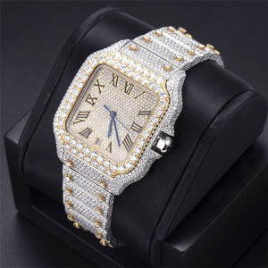 Trendy Certified Luxury 1ct VVS Moissanite Diamond Mechanical <b>Watch</b> Glass Band Iced Hip Hop Style Stainless Steel Rose Gold - Product Image 6