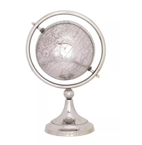 Globo terráqueo metálico dorado con mapa negro y base de latón para equipos de educación geográfica, suministros escolares y de oficina en oferta. - Product Image 2