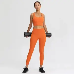 Ensembles sans couture pour l'extérieur Legging et soutien-gorge de sport vierges Ensemble de yoga meilleure qualité Impression personnalisée Ensemble de yoga léger pour femmes