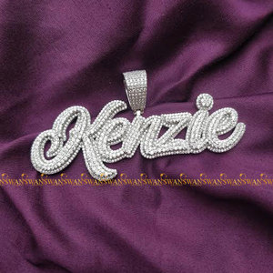 Colgante de letra Hip Hop para hombre de Plata de Ley 925 de lujo totalmente helado con diamantes redondos cultivados en laboratorio de corte brillante para fiestas - Product Image 5