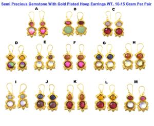 Belle pierre multi avec plaqué or à la main pierre taillée à facettes cadeau à la mode pour ses boucles d'oreilles créoles - Product Image 6