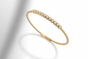 Bracelet de luxe en or 14 carats avec perles et 12 diamants naturels, plaqué rhodium, certifié IGI, pour femmes |   Design minimaliste |   Vêtements de tous les jours - Product Image 4
