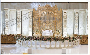 Imperial Golden Palace, decoración de escenario de boda, eventos de boda de lujo, decoración de escenario, escenario de recepción de boda interior romántico - Product Image 6