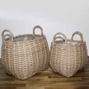 Ensemble élégant de 2 paniers à linge en rotin en plastique de style tendance d'Artex Dong Thap Hot Collection des boîtes de rangement et des bacs - Product Image 1