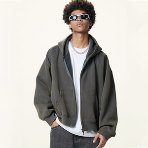 Sweat à capuche zippé pour homme en gros, avec logo personnalisé, pull d'hiver en polaire unie, design avec poches, respirant, séchage rapide, haute qualité TRADEEM - Product Image 4