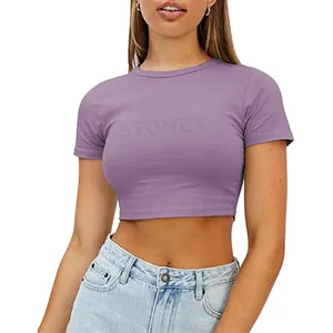 Women's 100% Pure Cotton Half Sleeve Crop Solid Top & T-Shirt Sports Wear Manufactured And Supplier