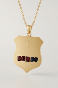 สร้อยคอทับทิมทอง18K เครื่องประดับที่ดีจี้โล่สำหรับผู้หญิง | การออกแบบทางศาสนาที่หรูหรา - Product Image 5